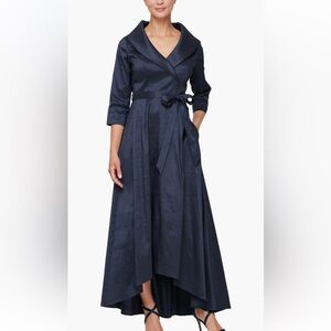 Alex Evenings Blue Wrap Buttoned Dress